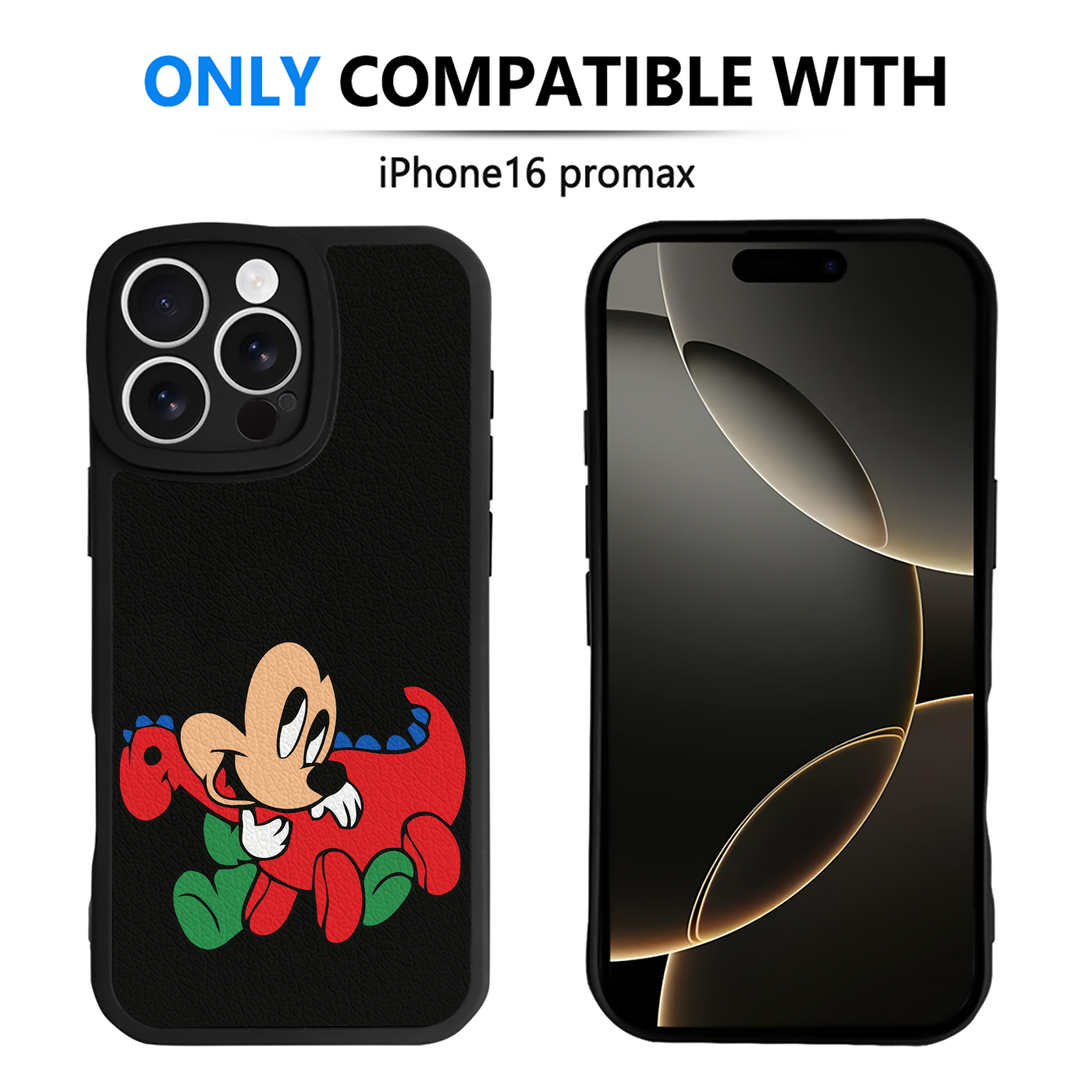 （画像用） ミッキーマウス Mickey Mouse 【iPhone 16シリーズ対応】シリコンスマホケース（レザー調） 材質：シリコン